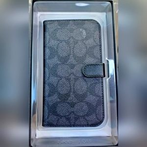 Coach IPHONE 13 Black Signature C's Folio Case NIB
